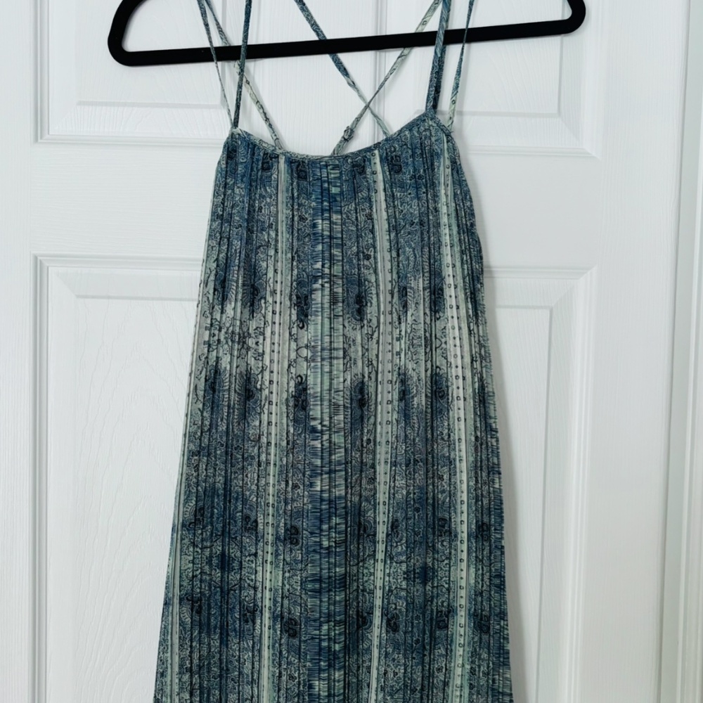 Vintage BCBG Strappy Boho dress pleated print